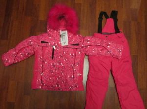 Зимний мембранный костюм для девочки Kalborn с цветочками розовый 